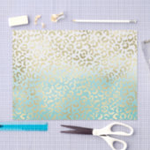 Mint Watercolor Ombre Glam Gold Leopard Seidenpapier (Handwerk)