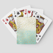 Mint Watercolor Ombre Glam Gold Leopard Spielkarten (Rückseite)