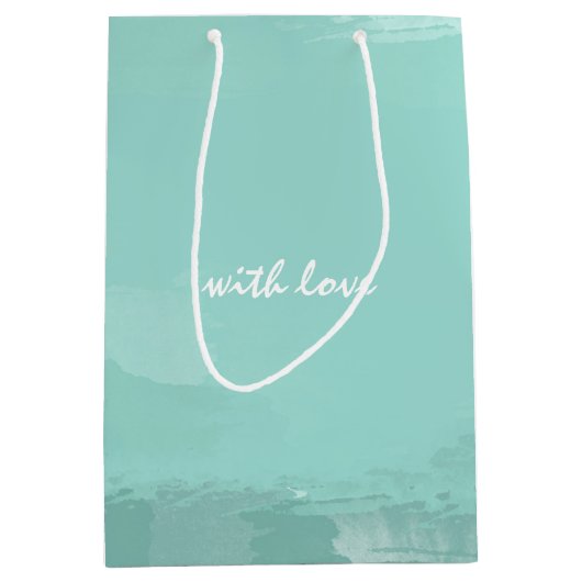 Mint Watercolor Ombre Mittlere Geschenktüte (Vorderseite)