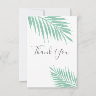 Mint Watercolor Palm Fronds Dankeskarte