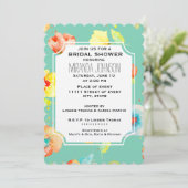 Mint Watercolor Poppies Brautparty Einladung (Stehend Vorderseite)