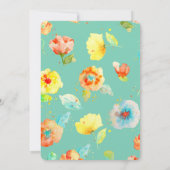 Mint Watercolor Poppies Hochzeit Einladung (Rückseite)