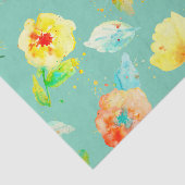 Mint Watercolor Poppies Seidenpapier (Ausschnitt)