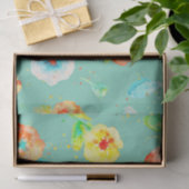 Mint Watercolor Poppies Seidenpapier (Geschenk)