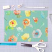 Mint Watercolor Poppies Seidenpapier (Handwerk)