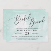 Mint Watercolor Rustic Bridal Brunch Einladung (Vorne/Hinten)