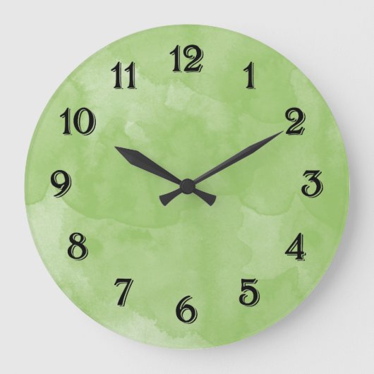 Mint Watercolor schick grüne Pastellfarben Große Wanduhr (Vorderseite)