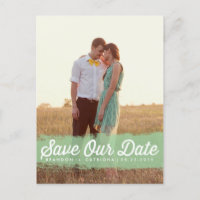 MINT WATERCOLOR SPLASH | SAVE THE DATE POSTCARD
