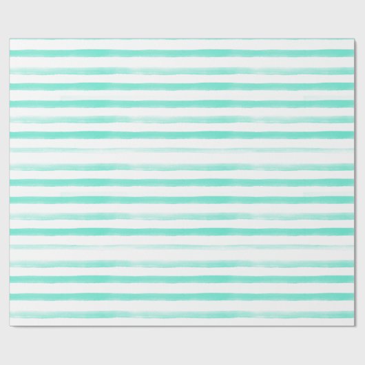 Mint Watercolor Stripe Beach Geschenkpapier (Flach)