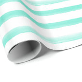 Mint Watercolor Stripe Beach Geschenkpapier (Rolleneckpunkt)
