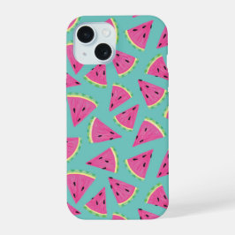Mint Watermelon-Muster iPhone 15 Hülle