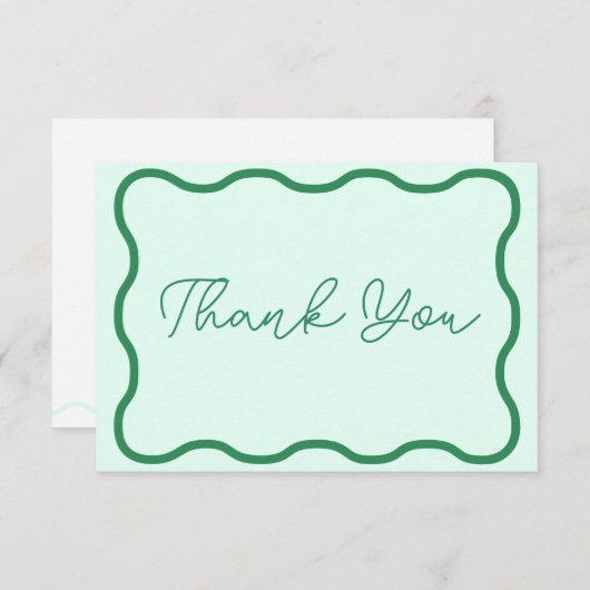 Mint Wavy Retro Hochzeit Dankeskarte (Vorne/Hinten)