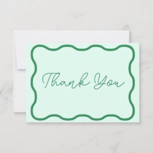 Mint Wavy Retro Hochzeit Dankeskarte