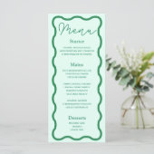 Mint Wavy Retro Hochzeit Menükarte (Stehend Vorderseite)