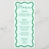 Mint Wavy Retro Hochzeit Menükarte (Vorderseite)