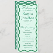 Mint Wavy Retro Hochzeit Programm (Vorne/Hinten)