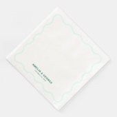 Mint Wavy Retro-Hochzeit Serviette (Ecke)