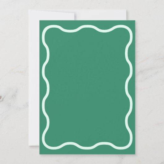 Mint Wavy Retro Hochzeitseinladung Einladung (Rückseite)
