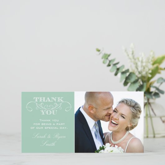 Mint Wedding Foto Vielen Dank Karten (Stehend Vorderseite)