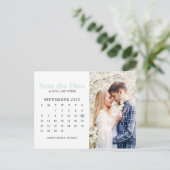 Mint Wedding Save the Date Calendar Foto Ankündigungspostkarte (Stehend Vorderseite)