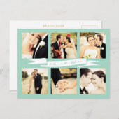 Mint Wedding Vielen Dank Script Typografy Foto Postkarte (Vorne/Hinten)