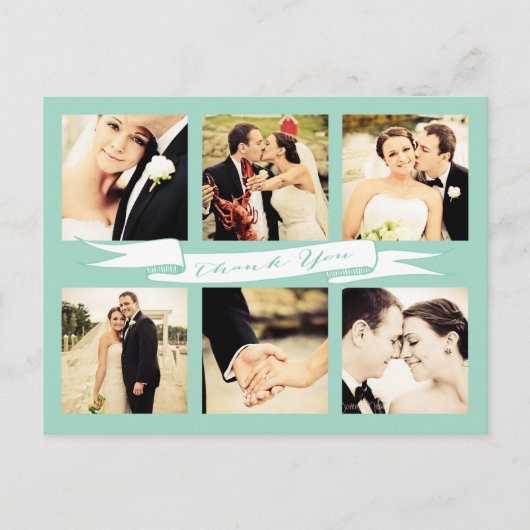 Mint Wedding Vielen Dank Script Typografy Foto Postkarte (Vorderseite)