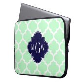 Mint, weiß marokkanisch #5 Navy 3 Initial Monogram Laptopschutzhülle (Vorderseite Links)