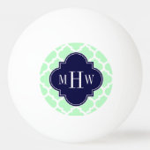 Mint, weiß marokkanisch #5 Navy 3 Initial Monogram Tischtennisball (Rückseite)