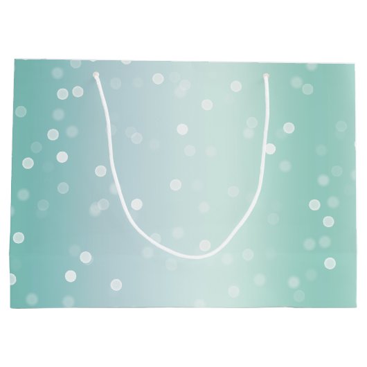 Mint White Bokeh Dots Bow Cupcake Christmas Große Geschenktüte (Rückseite)