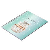 Mint White Bokeh Dots Bow Cupcake   Notizblock (Linke Seite)