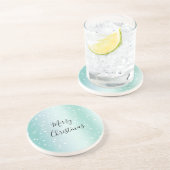 Mint White Bokeh Dots Celebration Getränkeuntersetzer (Seite)