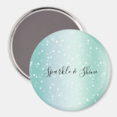 Mint White Bokeh Dots Celebration Magnet (Vorderseite/Rückseite)