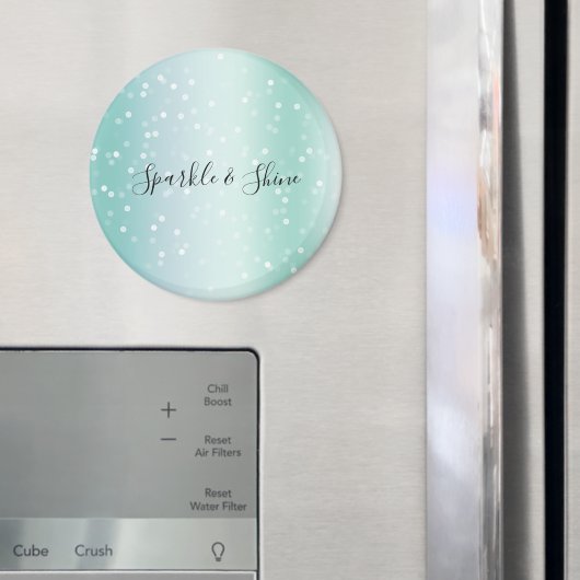 Mint White Bokeh Dots Celebration Magnet (In Situ (Kühlschrank))