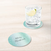 Mint White Bokeh Dots Celebration Runder Pappuntersetzer (Vor Ort)