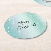 Mint White Bokeh Dots Celebration Runder Pappuntersetzer (Angewinkelt)