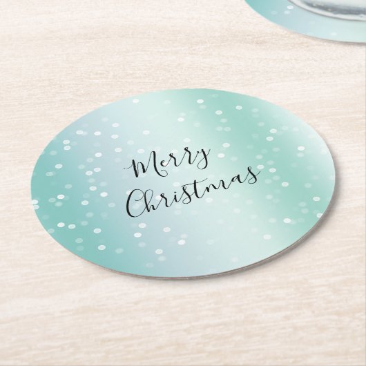 Mint White Bokeh Dots Celebration Runder Pappuntersetzer (Angewinkelt)