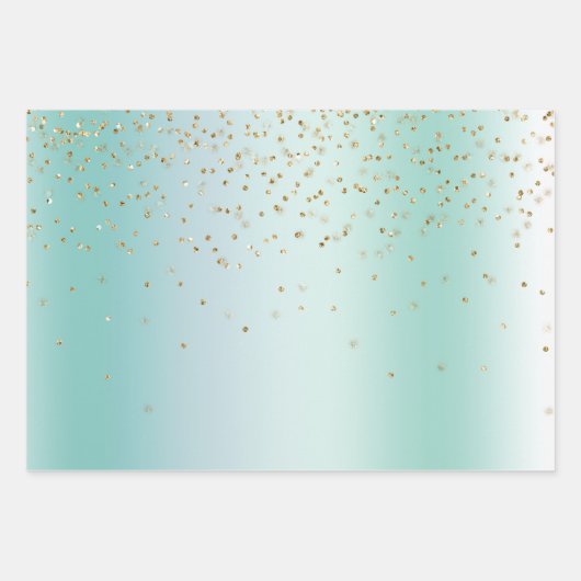 Mint White Bokeh Gold Glitter Confetti Christmas Geschenkpapier Set (Vorderseite 2)