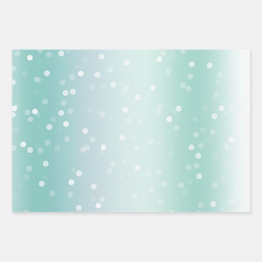 Mint White Bokeh Gold Glitter Confetti Christmas Geschenkpapier Set (Vorderseite)