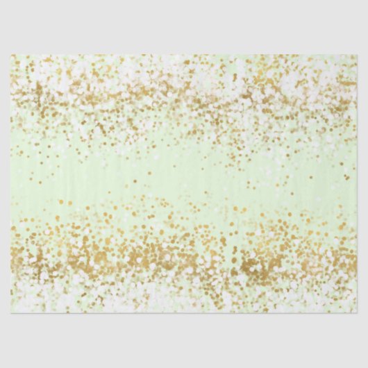 Mint White Gold Confetti Sparkle Seidenpapier (Vorderseite)