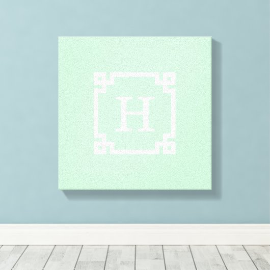 Mint White Greece Key Frame #2 Initial Monogram Leinwanddruck (Insitu (Holzboden))
