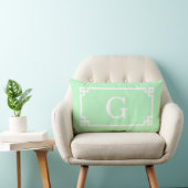 Mint White Greece Key Frame #2 Initial Monogram Lendenkissen (Stuhl )