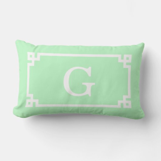 Mint White Greece Key Frame #2 Initial Monogram Lendenkissen (Vorderseite)