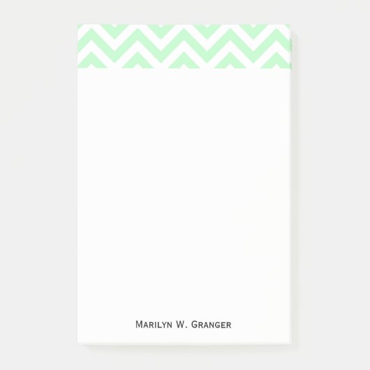 Mint White Large Zickzack ZigZag Muster Post-it Klebezettel (Vorderseite)