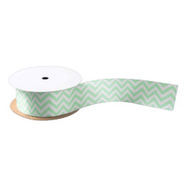 Mint White Large Zickzack ZigZag Muster Satinband