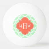 Mint White Marokcan #5 Coral 3 Initial Monogram Tischtennisball (Rückseite)