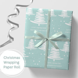 Mint White Minimalistische Weihnachtsbaumen Geschenkpapier