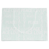 Mint White Peace Love Christmas Große Geschenktüte (Vorderseite)