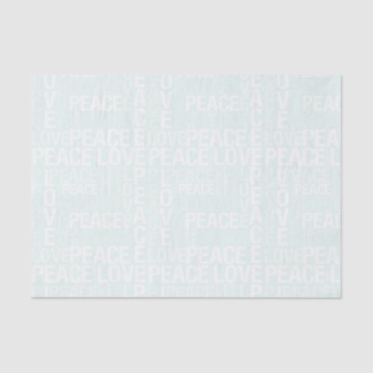 Mint White Peace Love Christmas Seidenpapier (Vorderseite)