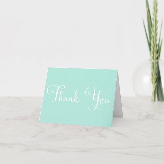Mint White Script Personalisiert Wedding Danke (Vorderseite)