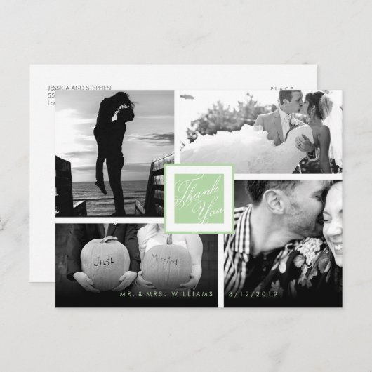 Mint White Vielen Dank, dass Sie 4 Foto Postkarte  (Vorne/Hinten)